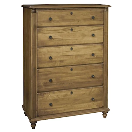 Decorative Chest with Five Drawers and Carved Accents